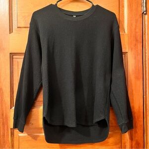 Uniqlo Black Waffle Knit Thermal Long-Sleeve Top - Women's - Size Small